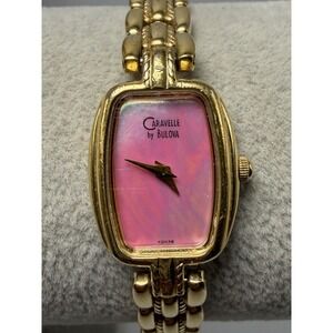 Caravelle By Bulova 48H38 New Battery Ladies Watch 17MM 7" Pink MOP Dial 1994